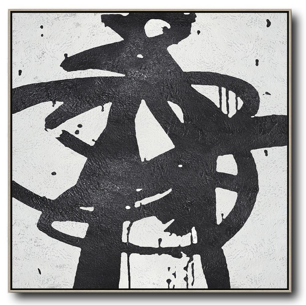 Minimal Black and White Painting #MN69A - Click Image to Close